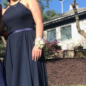 Long navy blue gown
